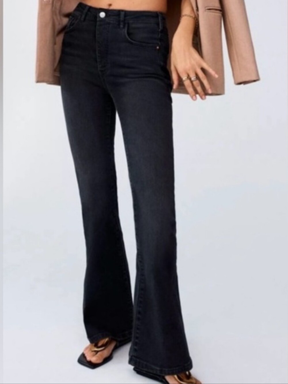 Anthropologie Black Flare Wide-Leg Jeans